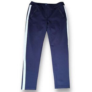 J McLaughlin Womens Larkin Pant Sz 8 Navy Blue White Sporty Athleisure Pull On